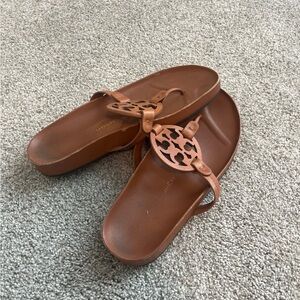 Tory Burch Tan Sandals with Leopard Accent
